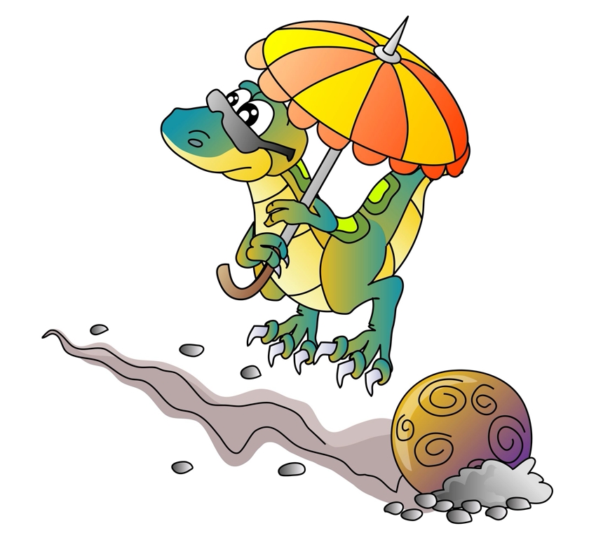 13204746 - dinosaur and comet, vector illustration